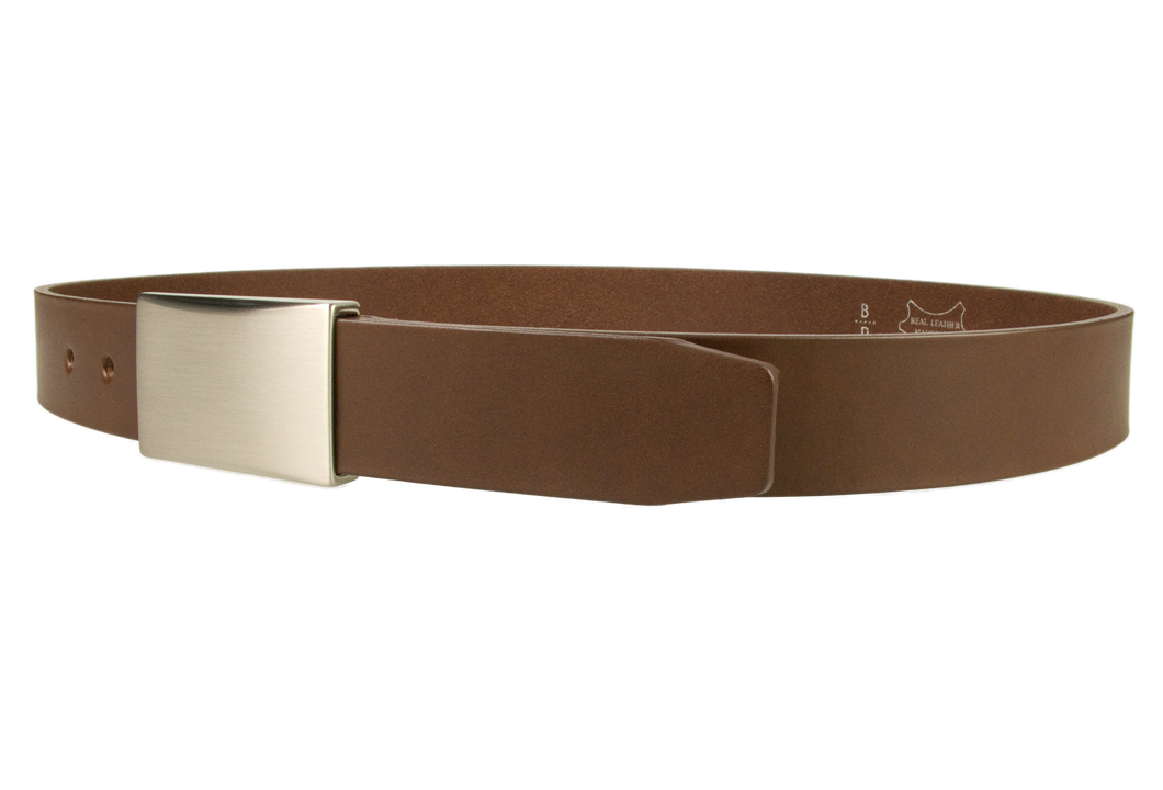 Plaque Belt Brown Leather Made In UK - BELT DESIGNS