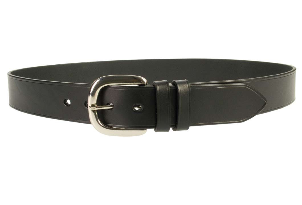 Hand Finished Leather Belt 1.5" Wide - UK Made - Black | 1 1/2" Wide | Two Fixed Keepers | Italian Full Grain Vegetable Tanned Leather | Solid Brass Buckle| Made In UK | Front Image