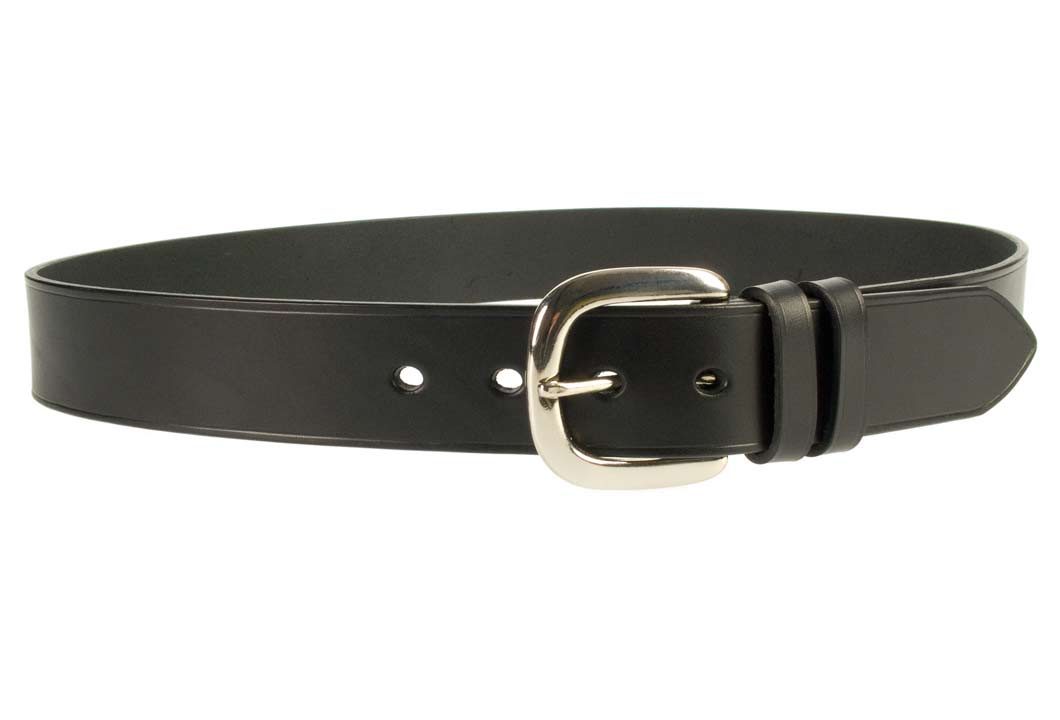Hand Finished Leather Belt 1.5" Wide - UK Made - Black | 1 1/2" Wide | Two Fixed Keepers | Italian Full Grain Vegetable Tanned Leather | Solid Brass Buckle| Made In UK | Right Facing Image