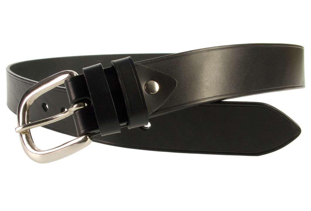 Hand Finished Leather Belt 1.5" Wide - UK Made - Black | 1 1/2" Wide | Two Fixed Keepers | Italian Full Grain Vegetable Tanned Leather | Solid Brass Buckle| Made In UK | Open Image 1