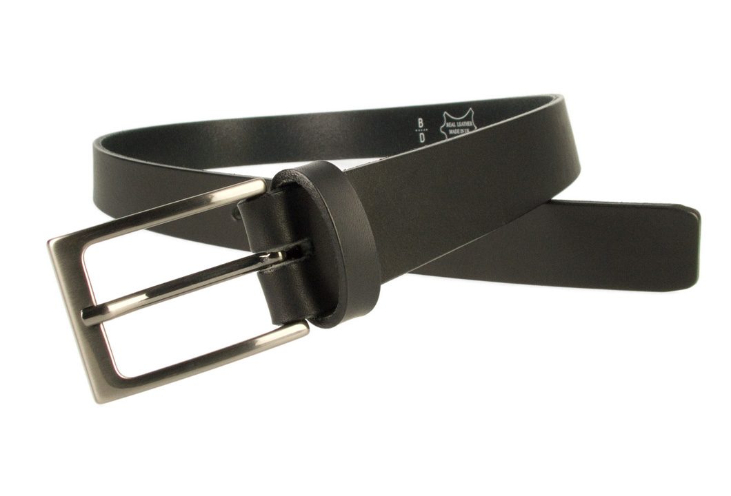 Mens Black Leather Belt With Gun Metal Buckle | Black | 30 mm Wide | |Made In UK | Open Image 2