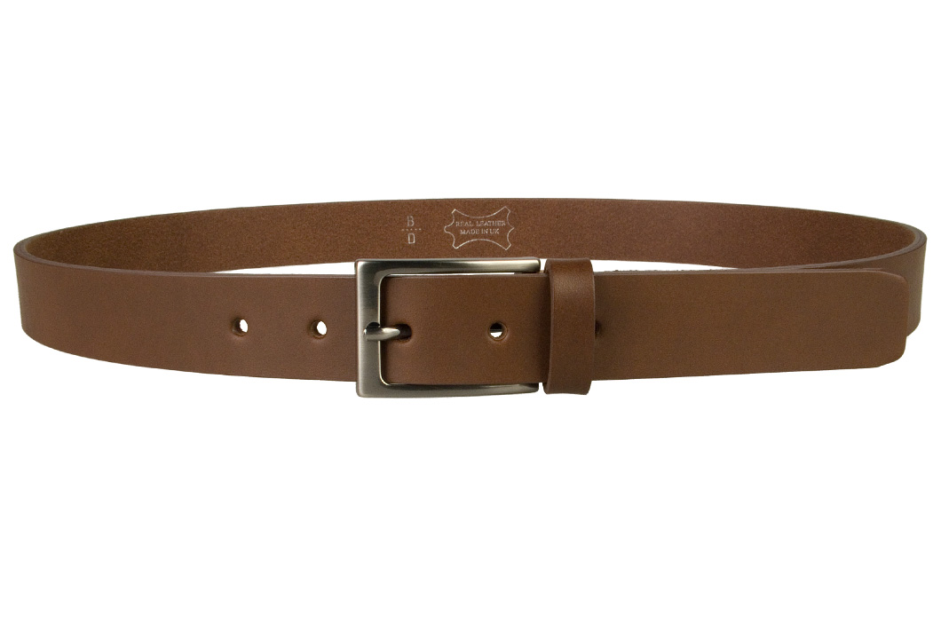 Mens Brown Leather Belt With Gun Metal Buckle - BELT DESIGNS