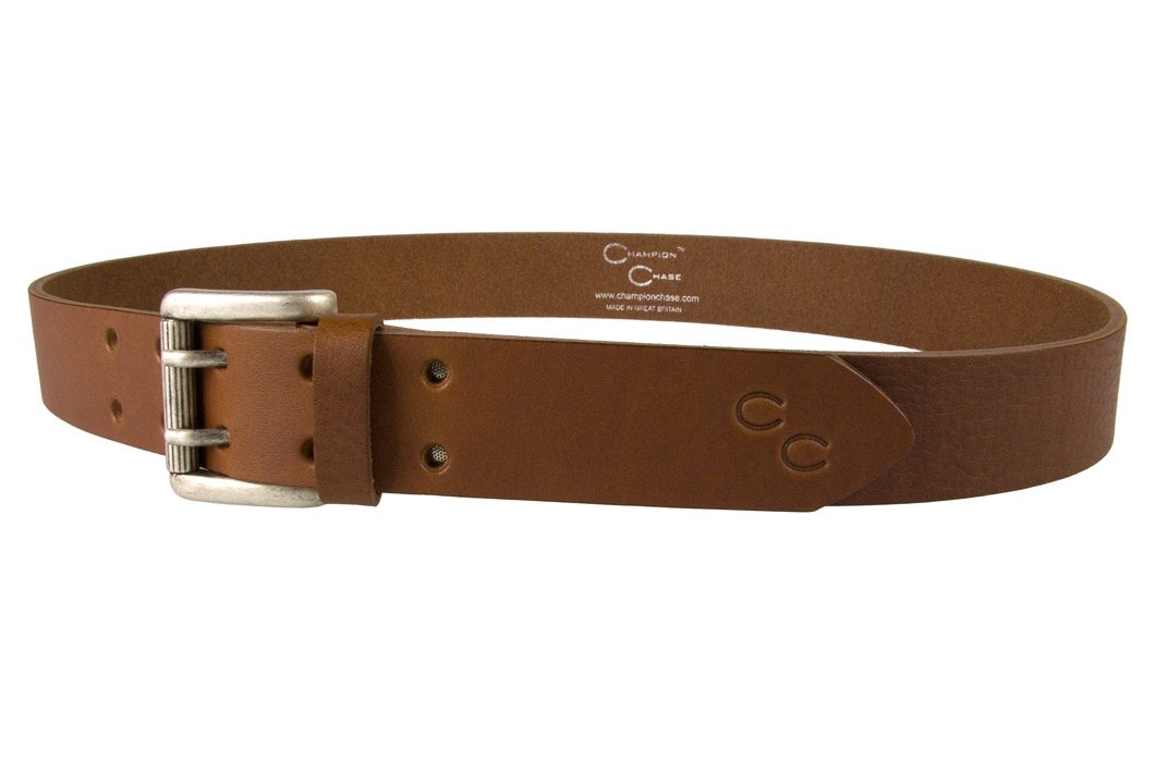 Womens Tan Leather Belt. Made In UK by Champion Chase - Left Facing View