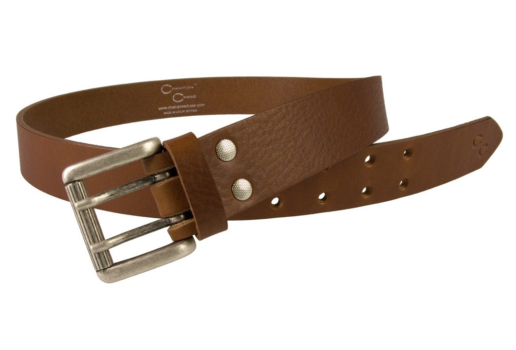 Womens Tan Leather Belt. Made In UK by Champion Chase - Open View 2