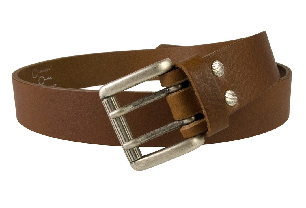 Womens Tan Leather Belt. Made In UK by Champion Chase -Open View