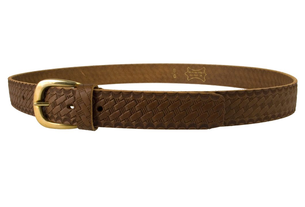 Mens Retro Vintage Look Leather Belt - Left View