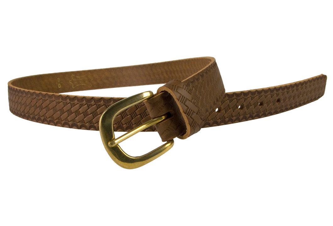 Mens Retro Vintage Look Leather Belt - Open View 2