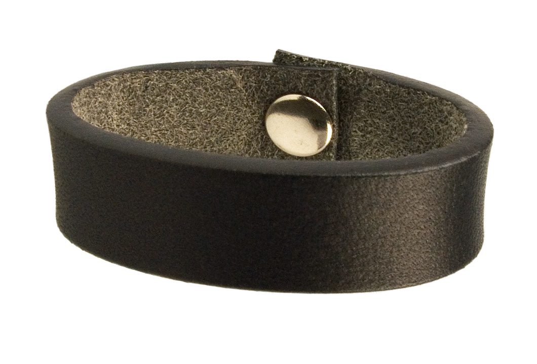 Black Leather Belt Loop With Finished Edge. Full Grain Vegetable Tanned Leather. Made In UK.