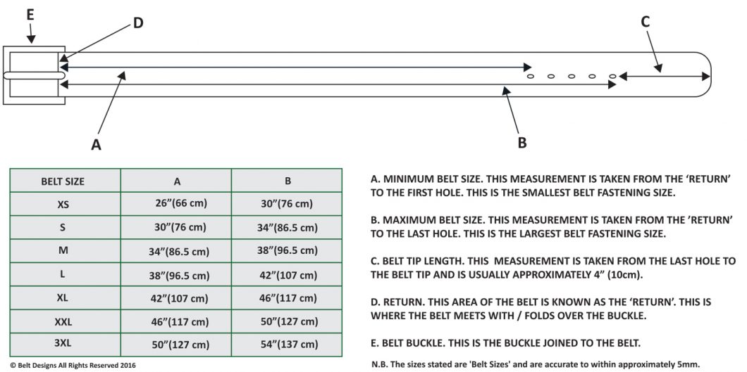 Belt Diagram and Size Guide