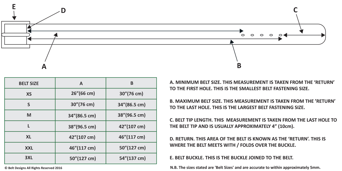 Mens Belt Size Chart Uk