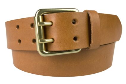 Light Tan Leather Jeans Belt With Solid Brass Buckle, 1.57 inch (4cm) Wide. Two Prong Roller Buckle. Italian Full Grain Leather. Leather Approx. 3.5 - 4mm thick. Made In UK by British Craftsmen. Can be used as Duty Belt / Tool Belt.