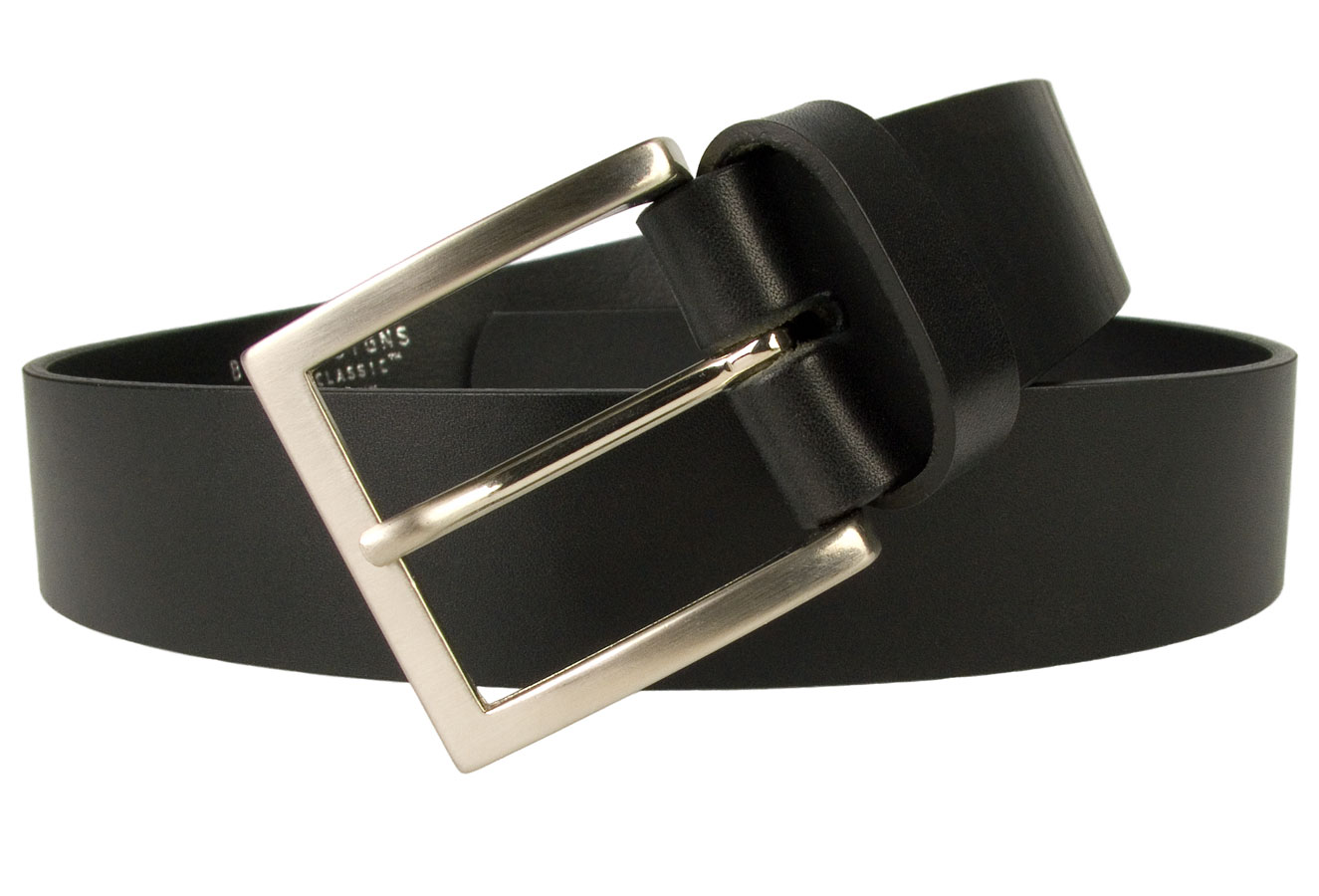 Mens Smart Black Leather Jeans Belt - BELT DESIGNS