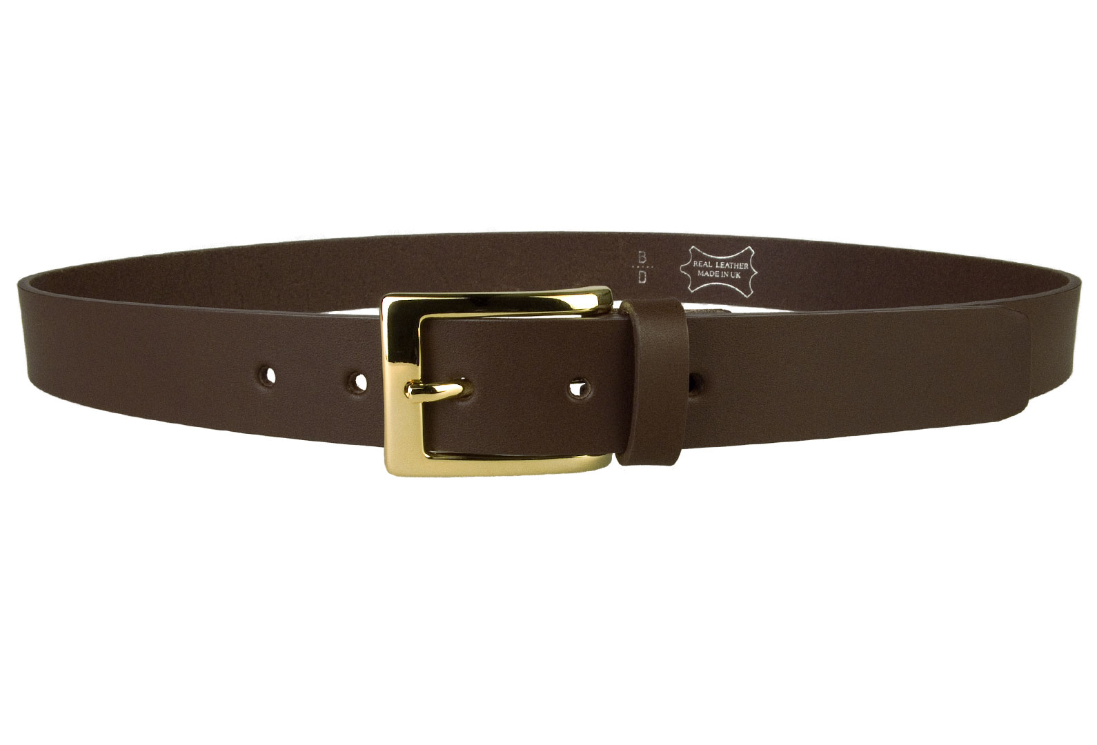 Mens Dark Brown Leather Belt With Gold Buckle - BELT DESIGNS