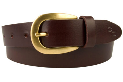 Mulberry Colored Leather Belt Gold Plated Buckle