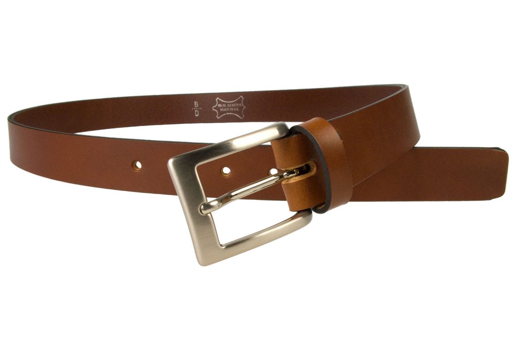 Tan Leather Belt UK Made 1 3/16 inch Wide