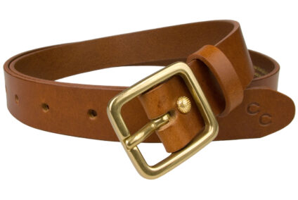 Womens Tan Leather Belt Solid Brass Buckle 1 Inch Wide BELT DESIGNS