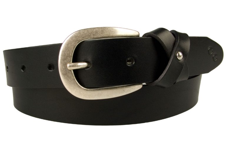 Womens Black Leather Belt Stylized Bow Loop Champion Chase