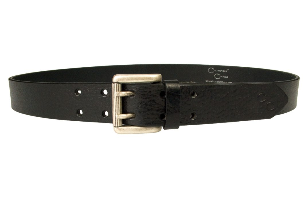 Womens Supple Glazed Black Leather Jeans Belt. Made In UK By Skilled British Craftsmen. Made With Italian Full Grain Vegetable Tanned Leather ad Italian Made Two Prong Roller Buckle. Old Silver Tone Buckle and Bright Ornate Domed Rivets. Finished with the Champion Chase Double Horse Shoe Motif to the tip of the Belt. A feminine leather belt ideal with jeans or smart casual trousers. 1 3/8 inch wide ( 35mm ). Leather approx 3.5 mm thick.