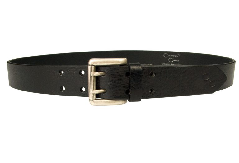 Womens Supple Glazed Black Leather Jeans Belt Champion Chase