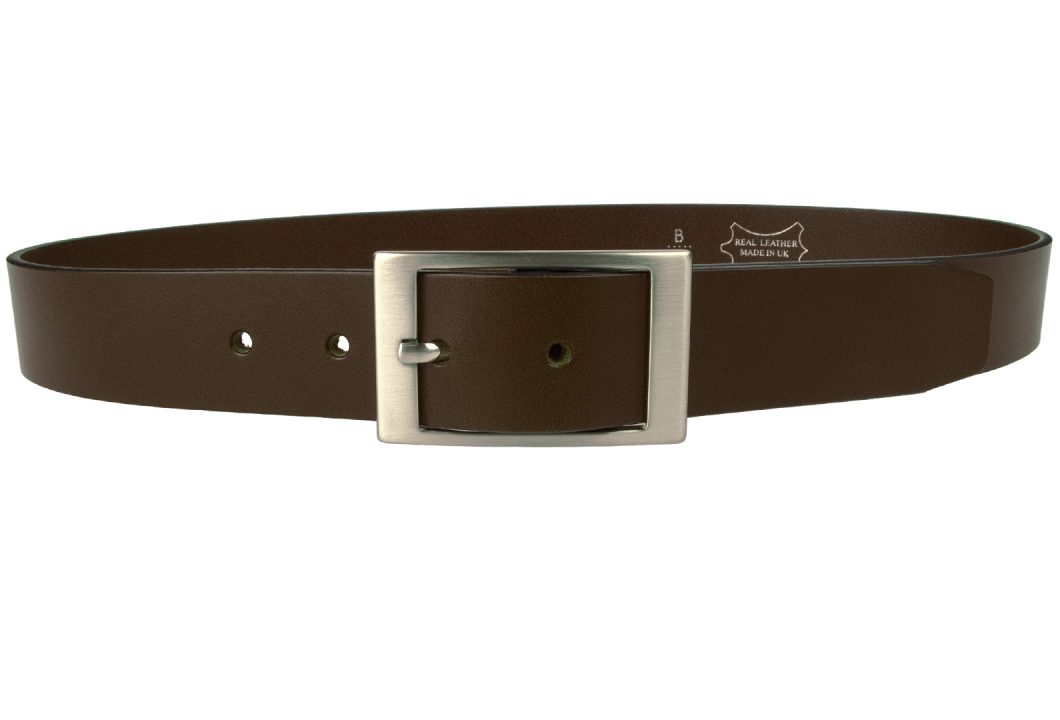 Dark Havana Brown Leather Belt - 1 3/8" Wide. Made In UK with Full Grain Italian Vegetable Tanned Leather. Approximately 4mm thick. Ideal with smart pants or jeans.