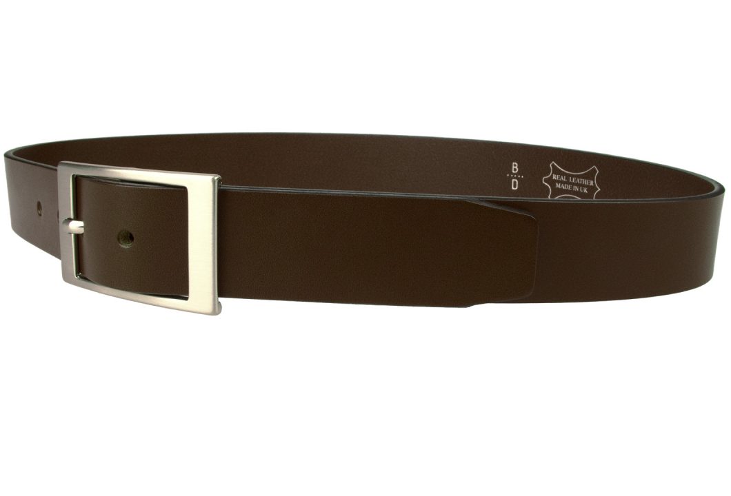 Dark Havana Brown Leather Belt - 1 3/8" Wide. Made In UK with Full Grain Italian Vegetable Tanned Leather. Approximately 4mm thick. Ideal with smart pants or jeans.
