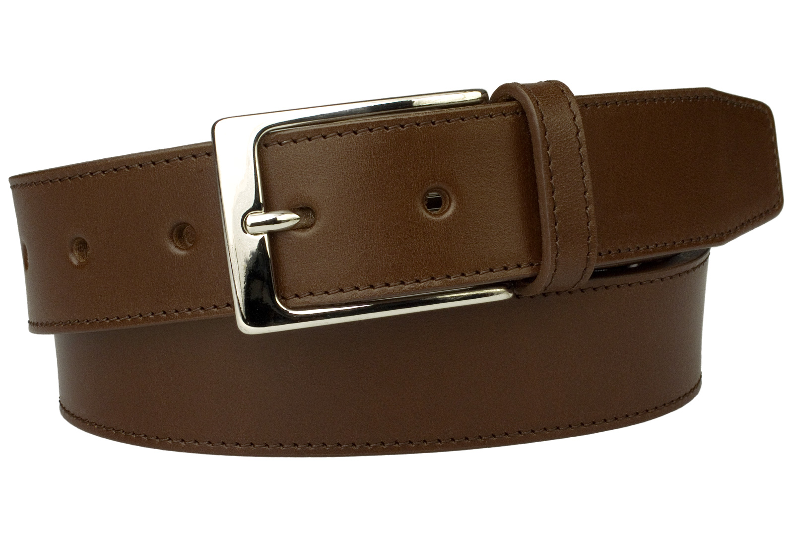 British Stitched Edge Dark Brown Leather Belt 1 3/8 Inch Wide. This high quality leather belt comes with a matching stitched edge to give a neat defined finish which compliments smart attire.